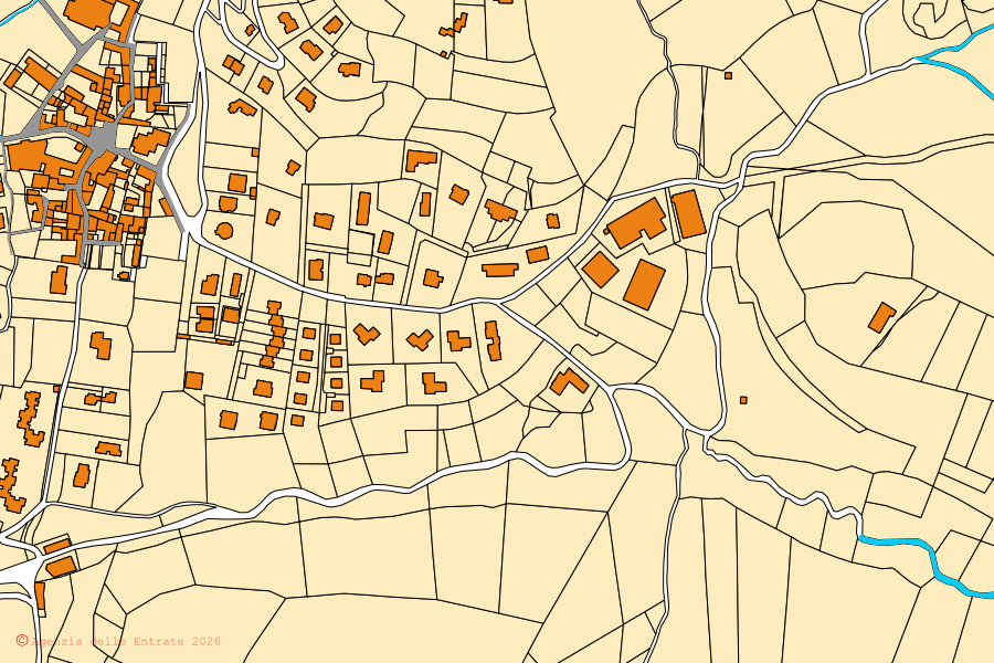 Plan cadastral du centre de Colle Brianza : parcelles et bâtiments, cartographie de l'Agenzia delle Entrate