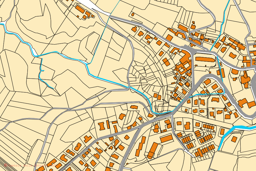 Plan cadastral du centre de Colverde : parcelles et bâtiments, cartographie de l'Agenzia delle Entrate