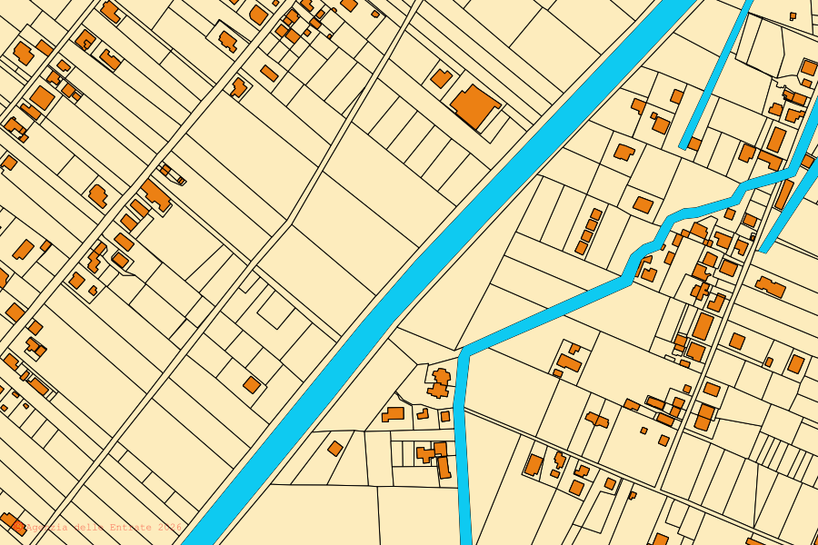 Plan cadastral du centre de Corigliano-Rossano : parcelles et bâtiments, cartographie de l'Agenzia delle Entrate