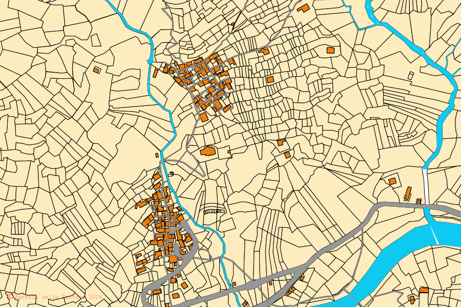Plan cadastral du centre de Cravagliana : parcelles et bâtiments, cartographie de l'Agenzia delle Entrate