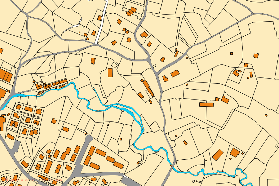 Plan cadastral du centre de Cremella : parcelles et bâtiments, cartographie de l'Agenzia delle Entrate