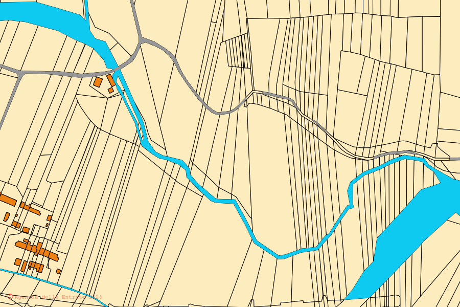 Plan cadastral du centre de Crescentino : parcelles et bâtiments, cartographie de l'Agenzia delle Entrate
