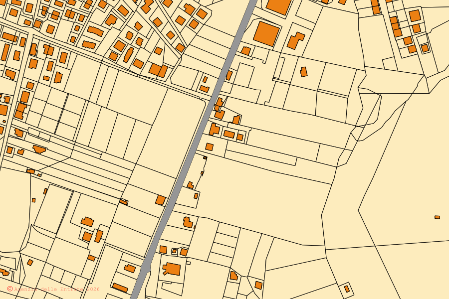Plan cadastral du centre de Crosia : parcelles et bâtiments, cartographie de l'Agenzia delle Entrate