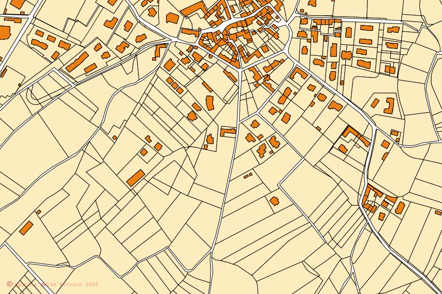 Plan cadastral du centre de Crosio della Valle : parcelles et bâtiments, cartographie de l'Agenzia delle Entrate