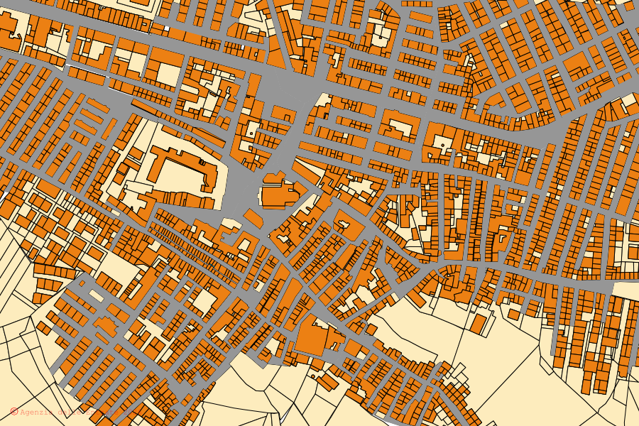 Plan cadastral du centre de Cutro : parcelles et bâtiments, cartographie de l'Agenzia delle Entrate
