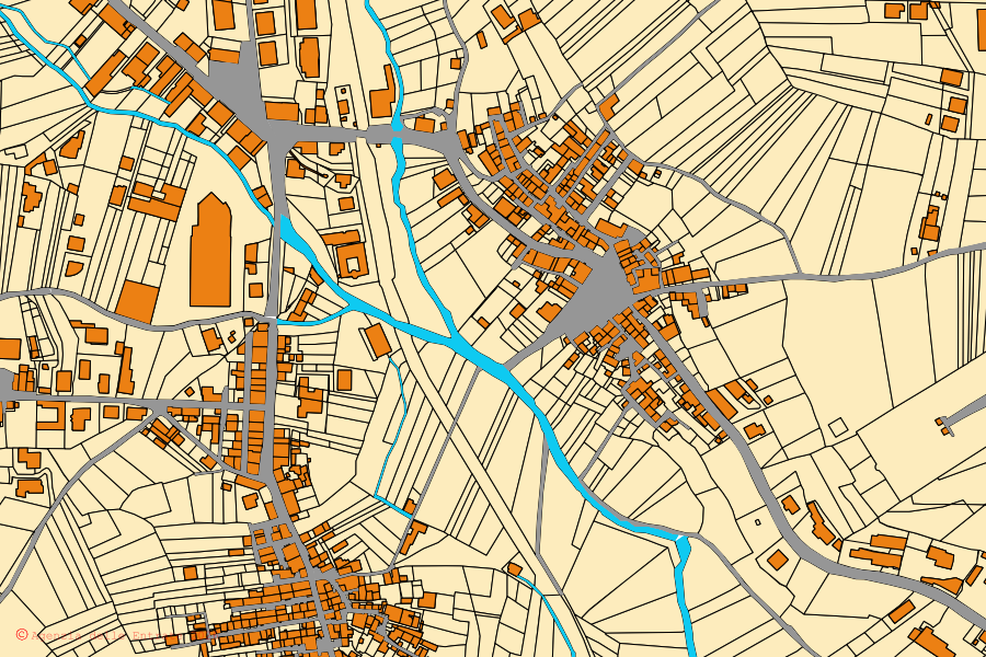 Plan cadastral du centre de Decollatura : parcelles et bâtiments, cartographie de l'Agenzia delle Entrate