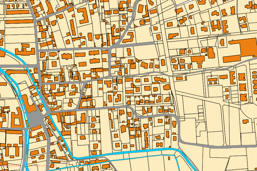 Plan cadastral du centre de Fara Gera d'Adda : parcelles et bâtiments, cartographie de l'Agenzia delle Entrate