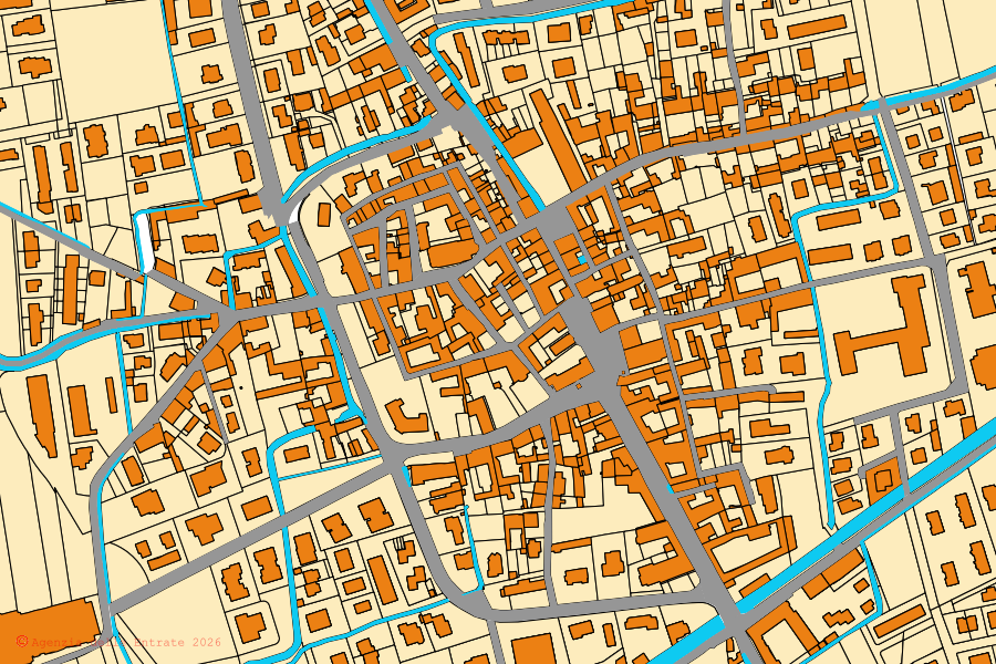 Plan cadastral du centre de Fontanella : parcelles et bâtiments, cartographie de l'Agenzia delle Entrate