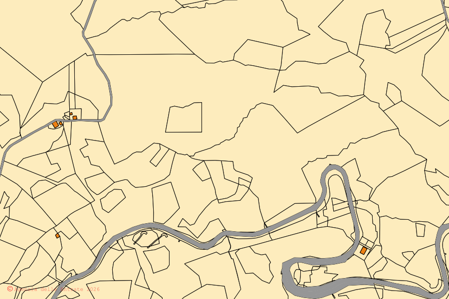 Plan cadastral du centre de Fraconalto : parcelles et bâtiments, cartographie de l'Agenzia delle Entrate