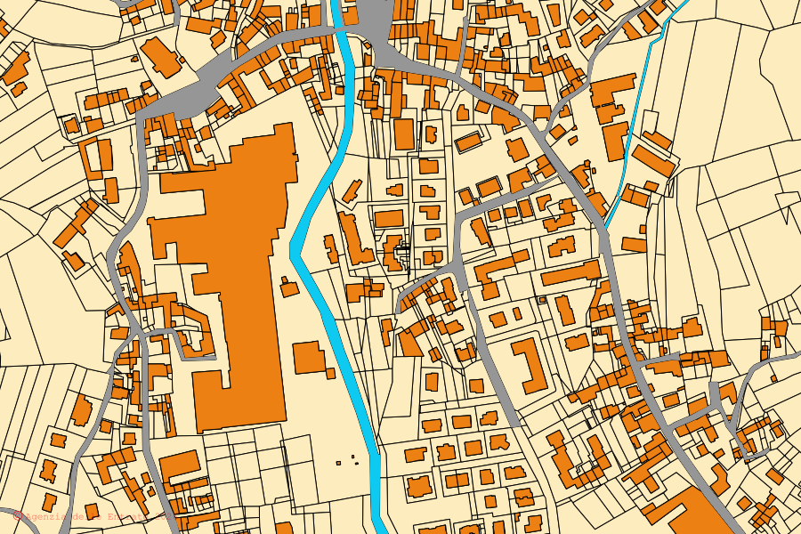 Plan cadastral du centre de Gambellara : parcelles et bâtiments, cartographie de l'Agenzia delle Entrate