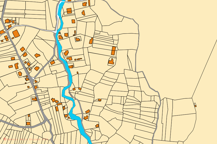 Plan cadastral du centre de Gorga : parcelles et bâtiments, cartographie de l'Agenzia delle Entrate