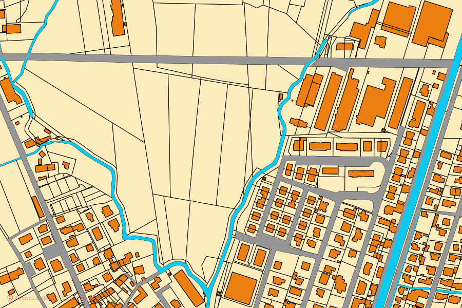 Plan cadastral du centre de Grantorto : parcelles et bâtiments, cartographie de l'Agenzia delle Entrate