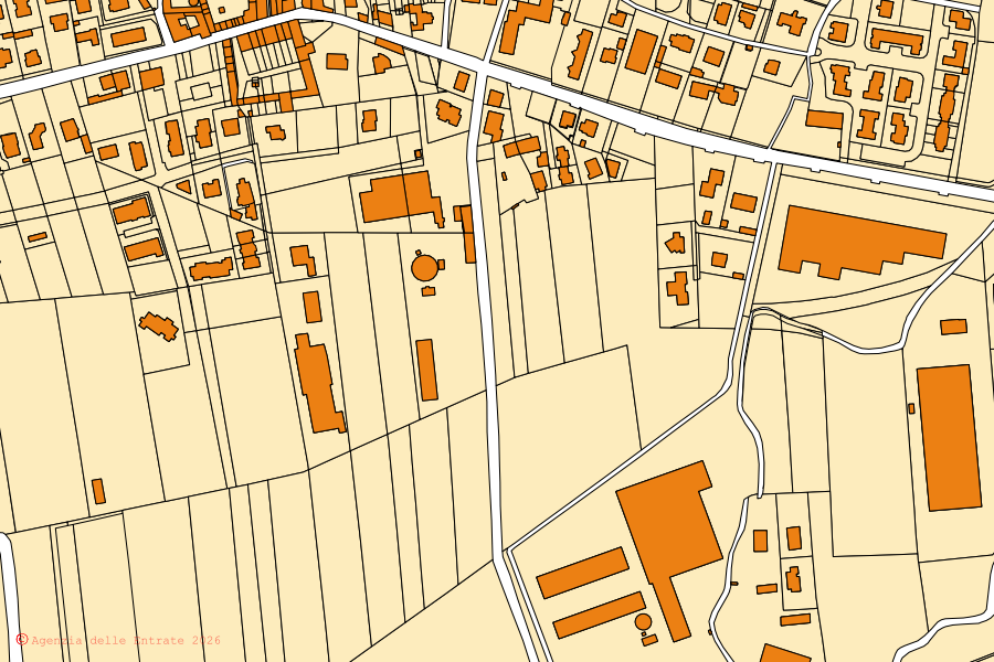 Plan cadastral du centre de Isso : parcelles et bâtiments, cartographie de l'Agenzia delle Entrate
