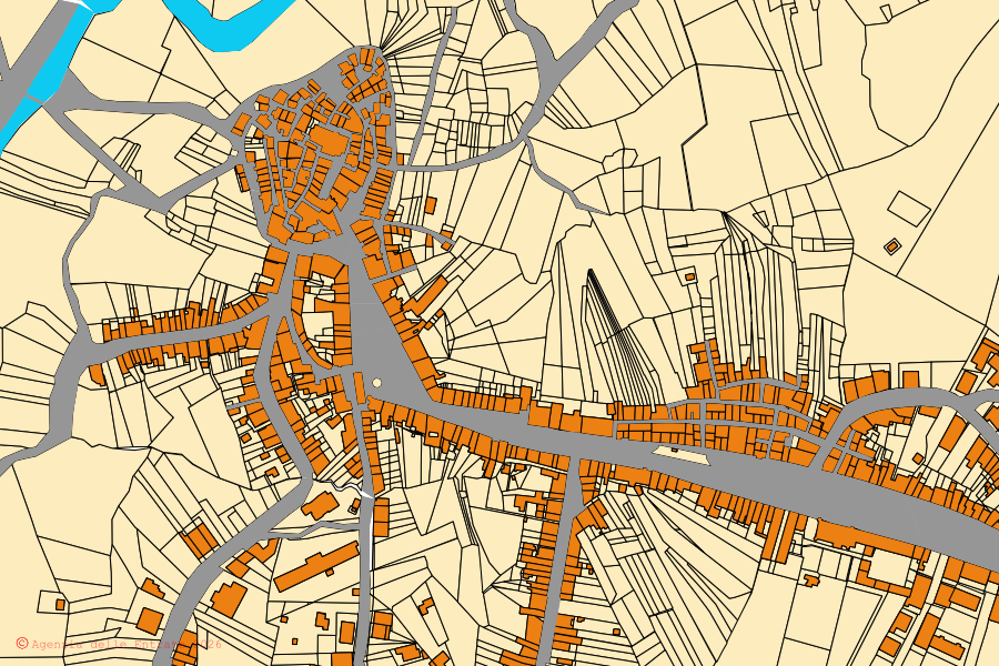 Plan cadastral du centre de Jelsi : parcelles et bâtiments, cartographie de l'Agenzia delle Entrate