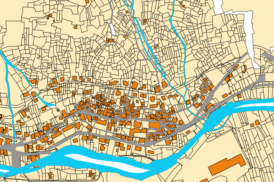 Plan cadastral du centre de Lanzada : parcelles et bâtiments, cartographie de l'Agenzia delle Entrate