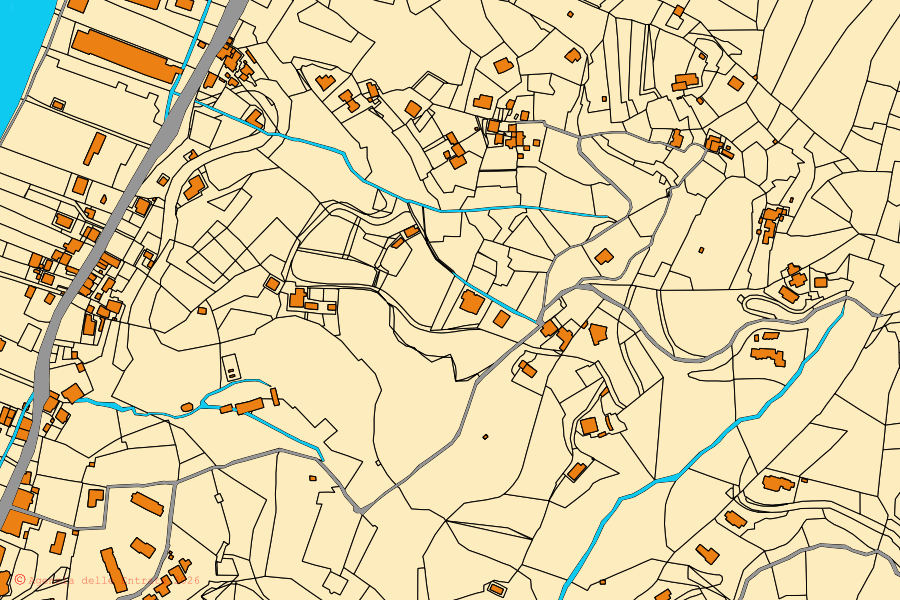 Plan cadastral du centre de Lavagna : parcelles et bâtiments, cartographie de l'Agenzia delle Entrate
