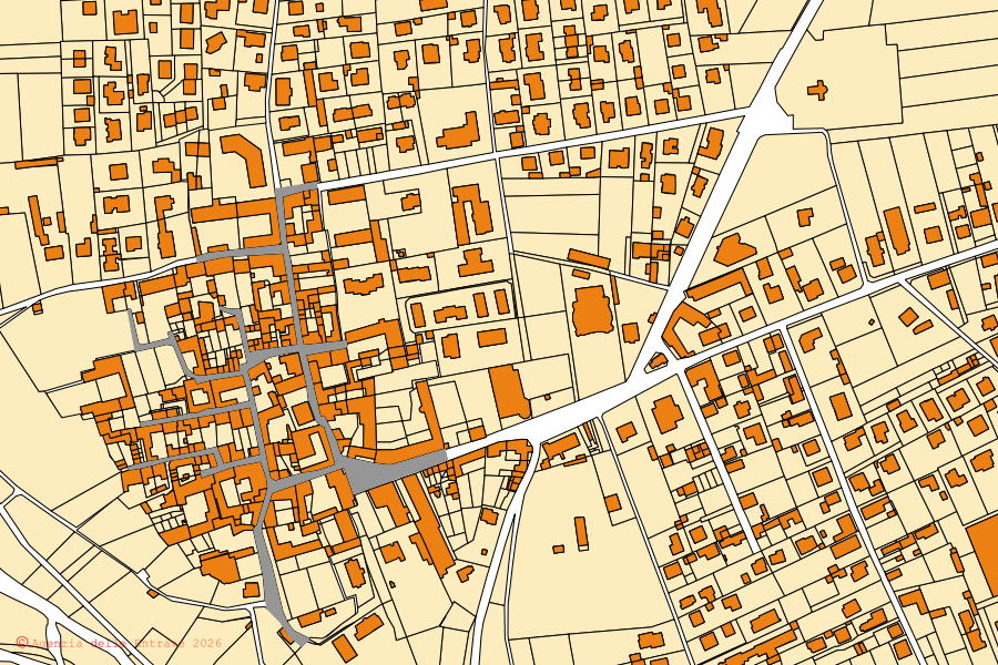 Plan cadastral du centre de Lonate Ceppino : parcelles et bâtiments, cartographie de l'Agenzia delle Entrate