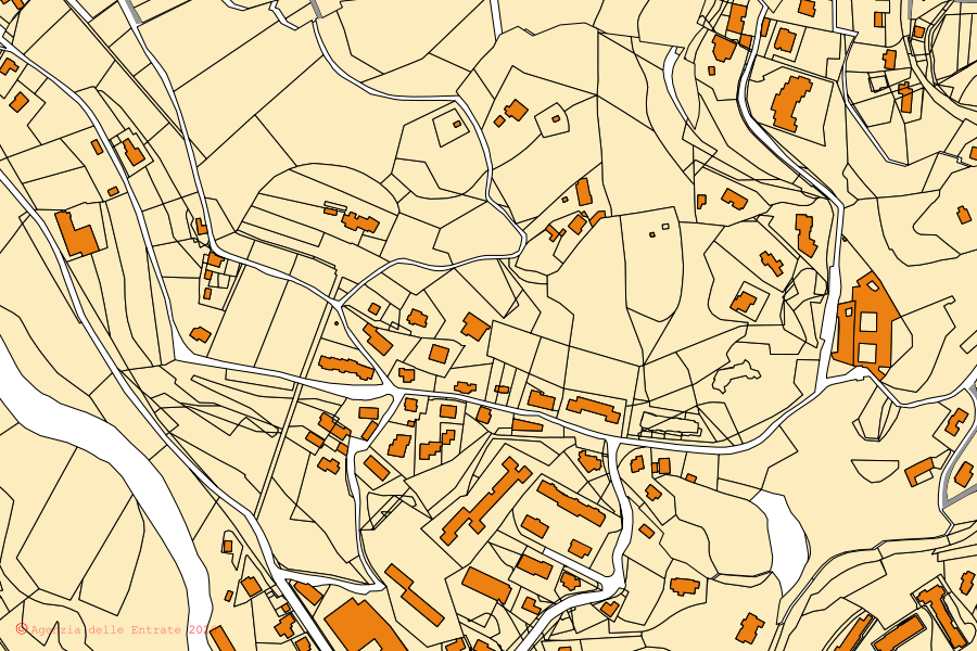 Plan cadastral du centre de Lovere : parcelles et bâtiments, cartographie de l'Agenzia delle Entrate