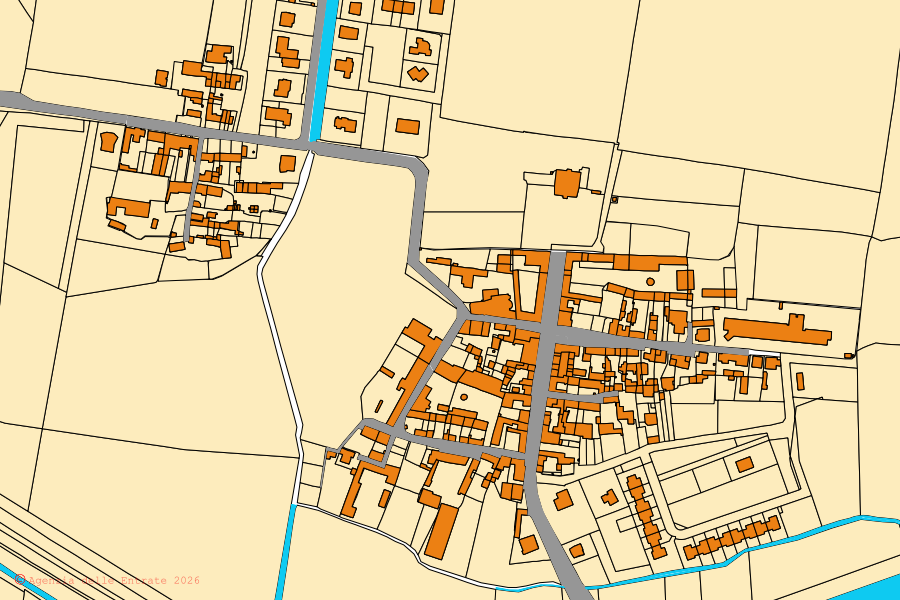 Plan cadastral du centre de Meleti : parcelles et bâtiments, cartographie de l'Agenzia delle Entrate