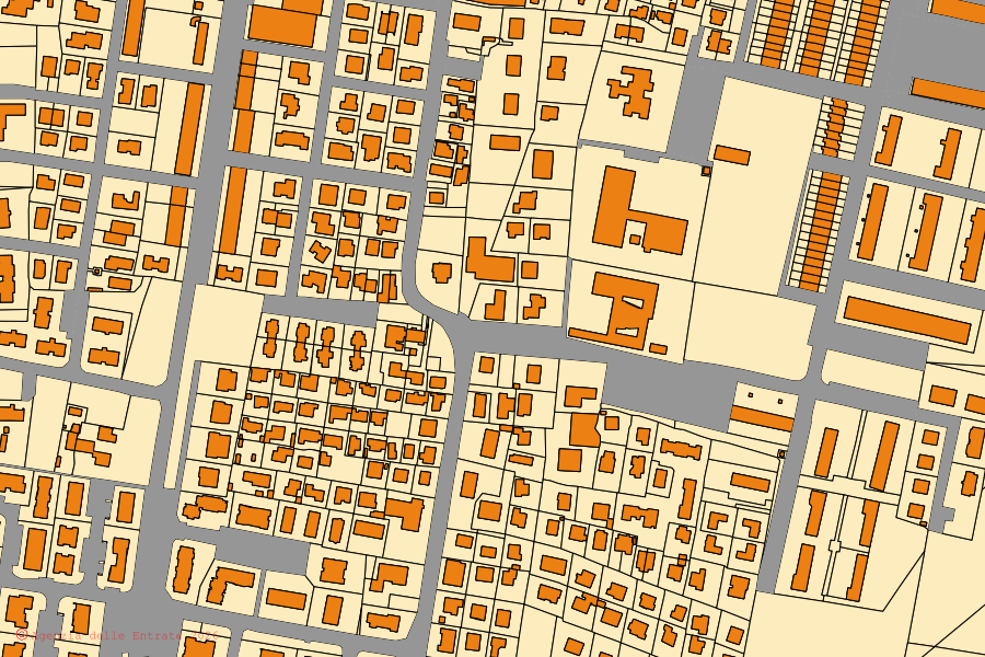 Plan cadastral du centre de Mirano : parcelles et bâtiments, cartographie de l'Agenzia delle Entrate