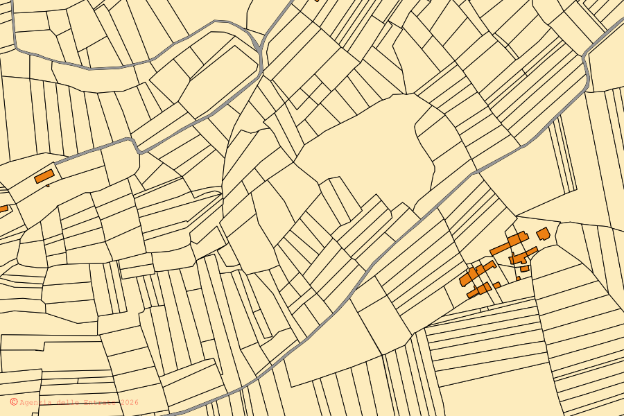 Plan cadastral du centre de Moncrivello : parcelles et bâtiments, cartographie de l'Agenzia delle Entrate