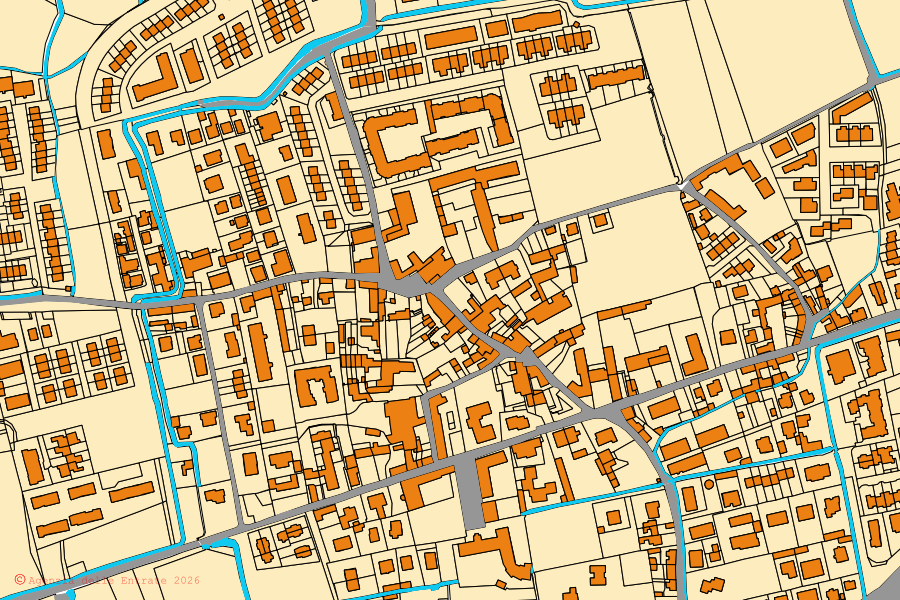Plan cadastral du centre de Mulazzano : parcelles et bâtiments, cartographie de l'Agenzia delle Entrate