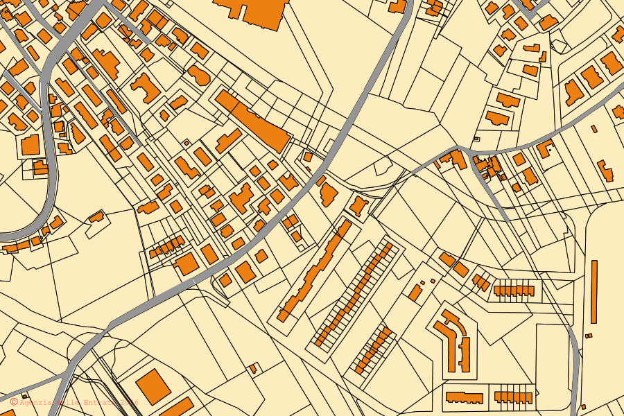 Plan cadastral du centre de Nereto : parcelles et bâtiments, cartographie de l'Agenzia delle Entrate