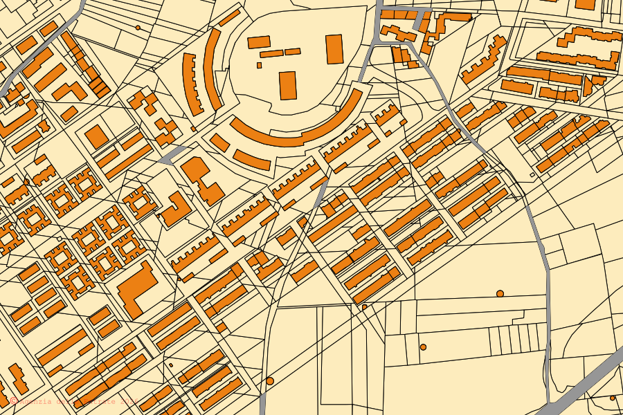 Plan cadastral du centre de Palo del Colle : parcelles et bâtiments, cartographie de l'Agenzia delle Entrate