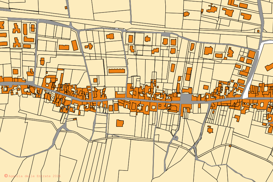Plan cadastral du centre de Paolisi : parcelles et bâtiments, cartographie de l'Agenzia delle Entrate