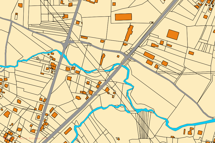 Plan cadastral du centre de Patrica : parcelles et bâtiments, cartographie de l'Agenzia delle Entrate