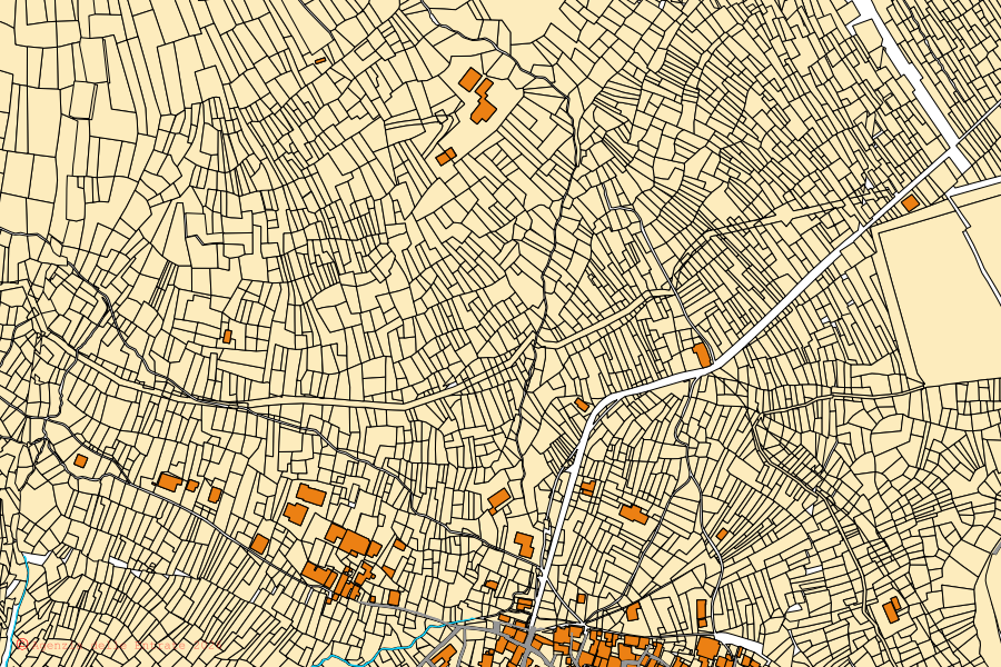 Plan cadastral du centre de Peglio : parcelles et bâtiments, cartographie de l'Agenzia delle Entrate