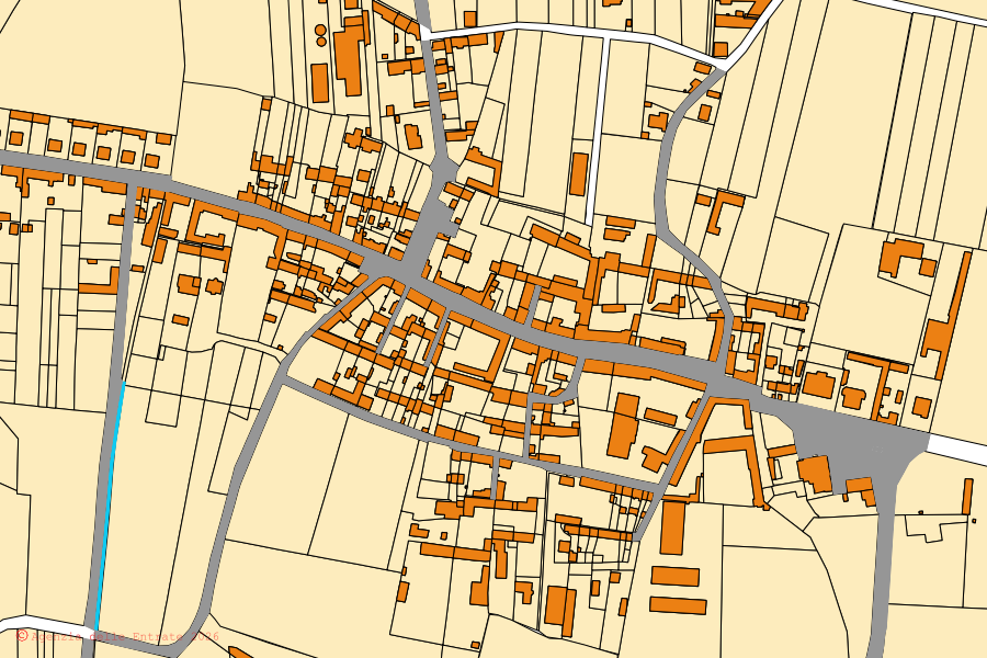 Plan cadastral du centre de Pertengo : parcelles et bâtiments, cartographie de l'Agenzia delle Entrate