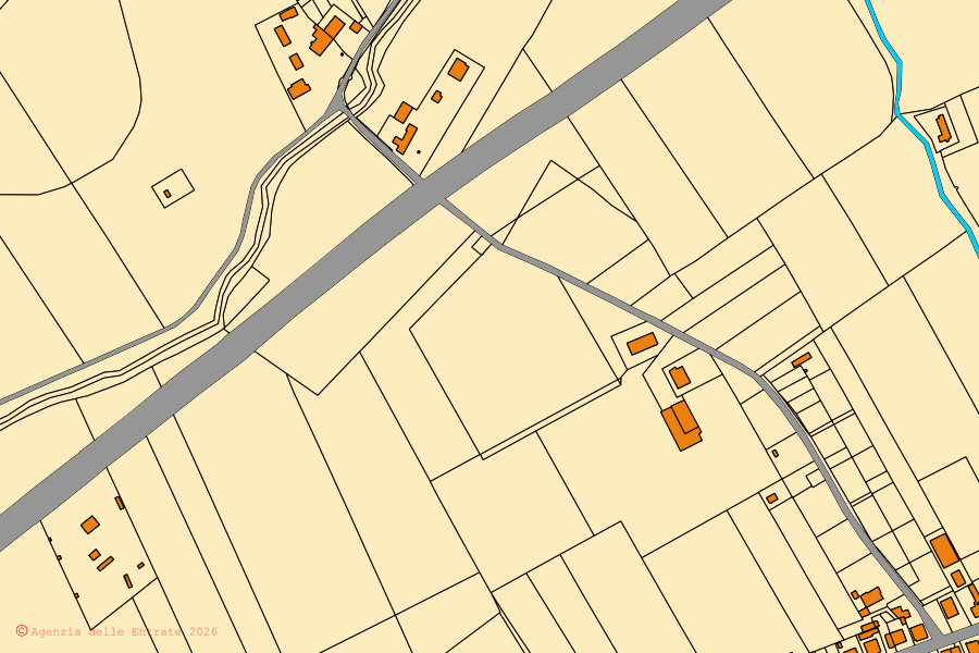 Plan cadastral du centre de Pesaro : parcelles et bâtiments, cartographie de l'Agenzia delle Entrate