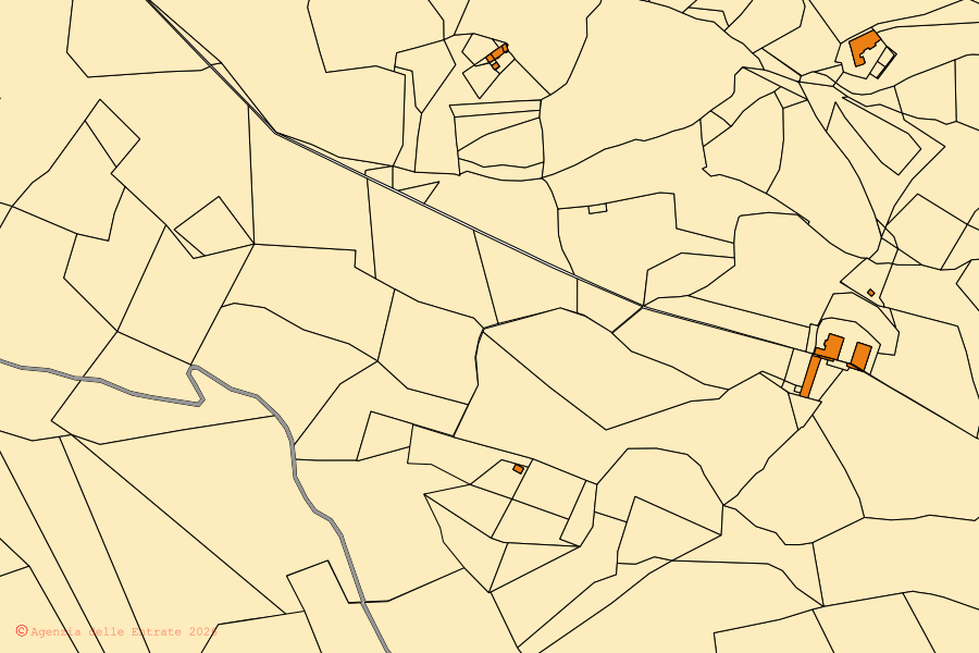Plan cadastral du centre de Pinerolo : parcelles et bâtiments, cartographie de l'Agenzia delle Entrate