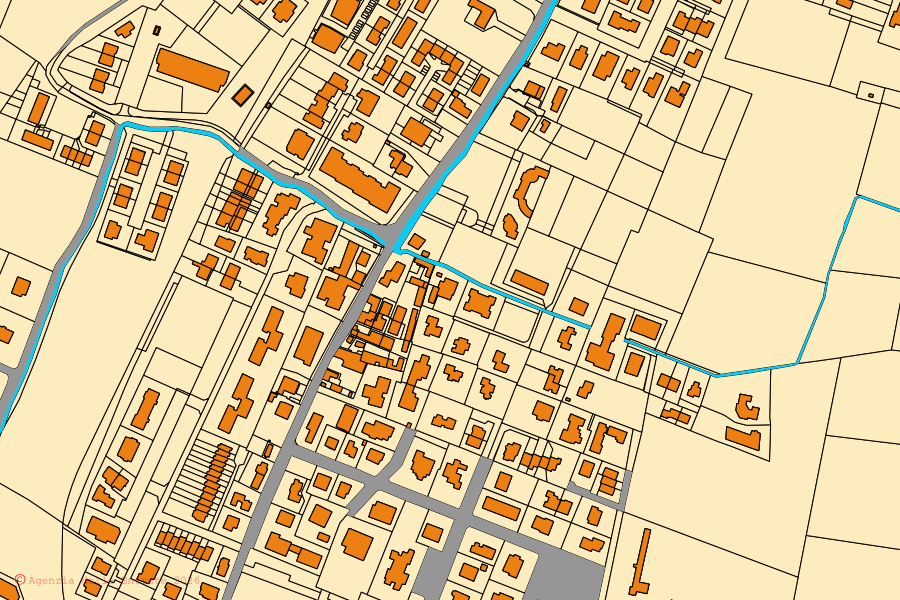 Plan cadastral du centre de Reggio nell'Emilia : parcelles et bâtiments, cartographie de l'Agenzia delle Entrate