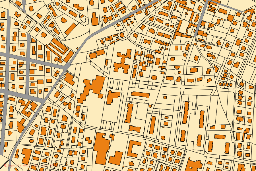 Plan cadastral du centre de Rivalta di Torino : parcelles et bâtiments, cartographie de l'Agenzia delle Entrate