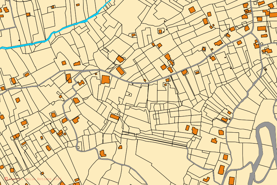 Plan cadastral du centre de Rocca Massima : parcelles et bâtiments, cartographie de l'Agenzia delle Entrate