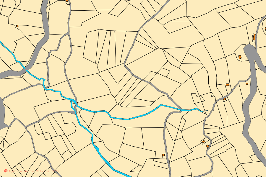 Plan cadastral du centre de Roccavivara : parcelles et bâtiments, cartographie de l'Agenzia delle Entrate