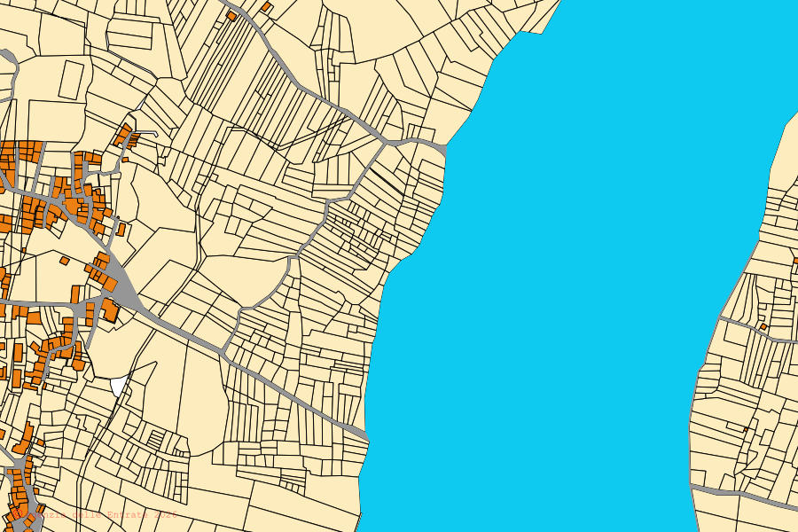 Plan cadastral du centre de Rodì Milici : parcelles et bâtiments, cartographie de l'Agenzia delle Entrate