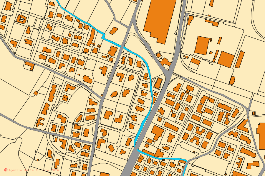 Plan cadastral du centre de Rovato : parcelles et bâtiments, cartographie de l'Agenzia delle Entrate