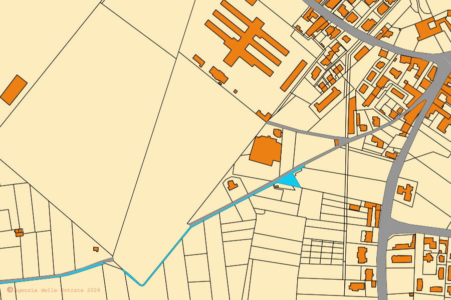 Plan cadastral du centre de San Paolo Bel Sito : parcelles et bâtiments, cartographie de l'Agenzia delle Entrate