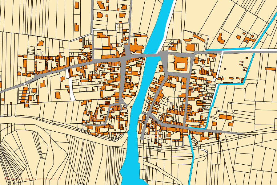 Plan cadastral du centre de San Zenone al Po : parcelles et bâtiments, cartographie de l'Agenzia delle Entrate
