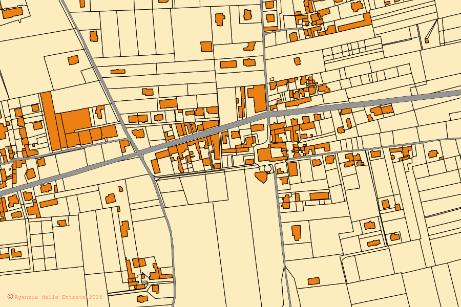 Plan cadastral du centre de Sant'Anastasia : parcelles et bâtiments, cartographie de l'Agenzia delle Entrate