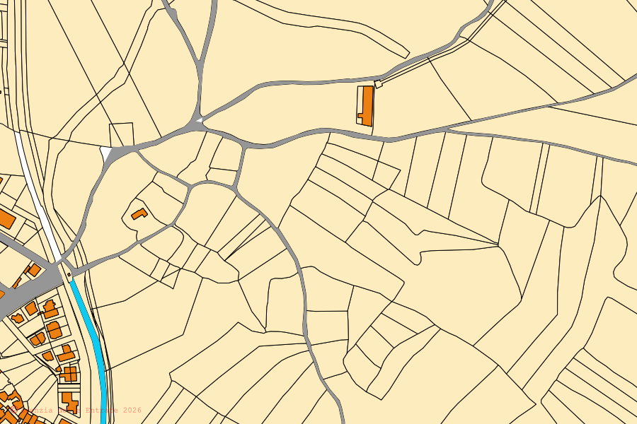 Plan cadastral du centre de Senorbì : parcelles et bâtiments, cartographie de l'Agenzia delle Entrate