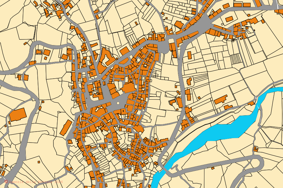 Plan cadastral du centre de Sepino : parcelles et bâtiments, cartographie de l'Agenzia delle Entrate