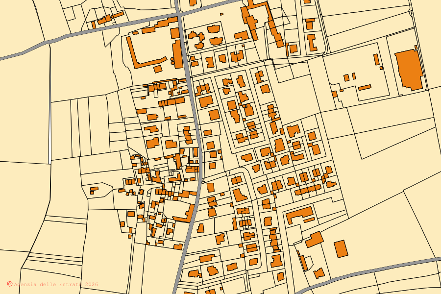 Plan cadastral du centre de Sommo : parcelles et bâtiments, cartographie de l'Agenzia delle Entrate
