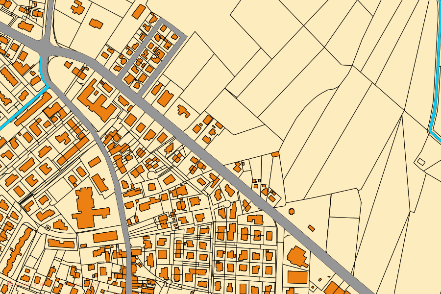 Plan cadastral du centre de Stienta : parcelles et bâtiments, cartographie de l'Agenzia delle Entrate