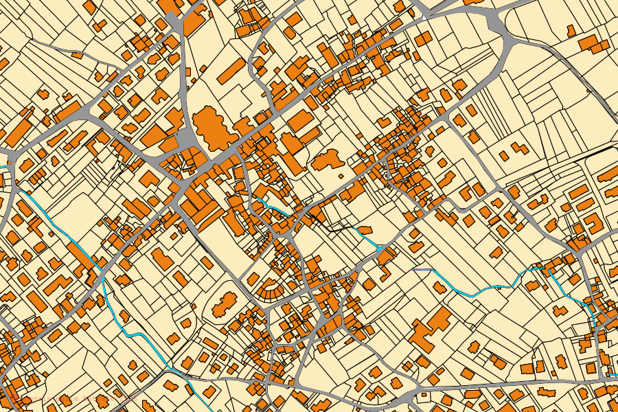 Plan cadastral du centre de Talamona : parcelles et bâtiments, cartographie de l'Agenzia delle Entrate