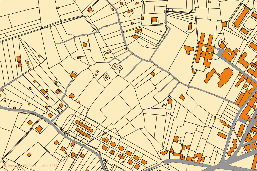 Plan cadastral du centre de Terlizzi : parcelles et bâtiments, cartographie de l'Agenzia delle Entrate