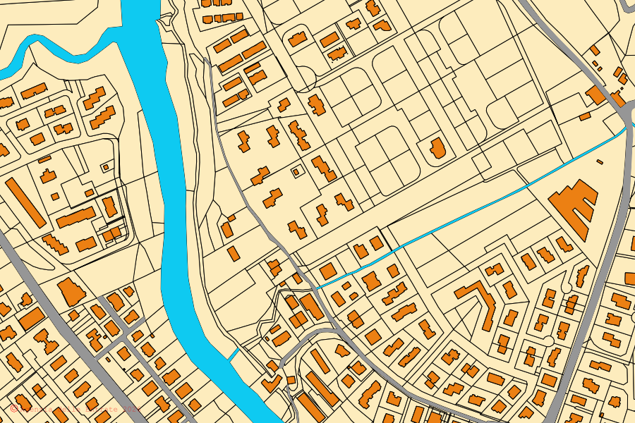 Plan cadastral du centre de Urbania : parcelles et bâtiments, cartographie de l'Agenzia delle Entrate